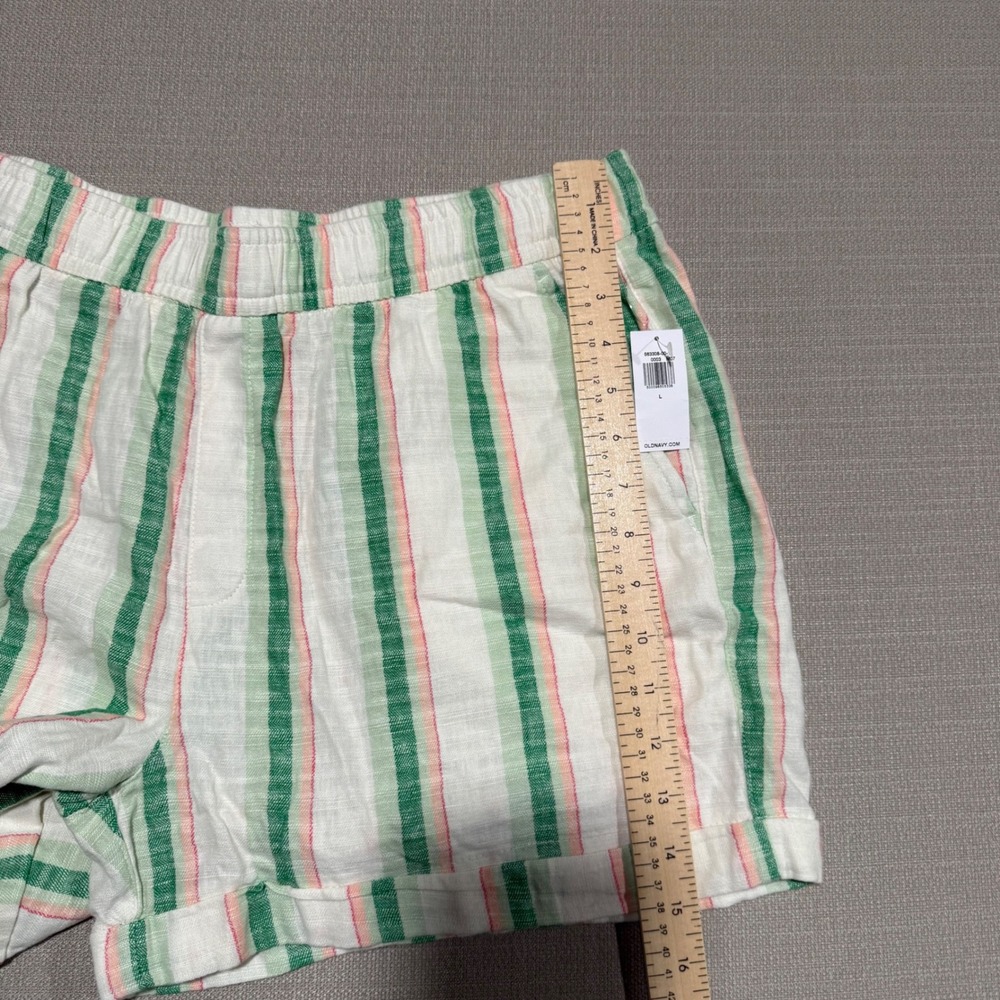 Old Navy High Rise Linen Blend Striped Shorts Womens Large Colorful Breathable - Picture 7 of 8